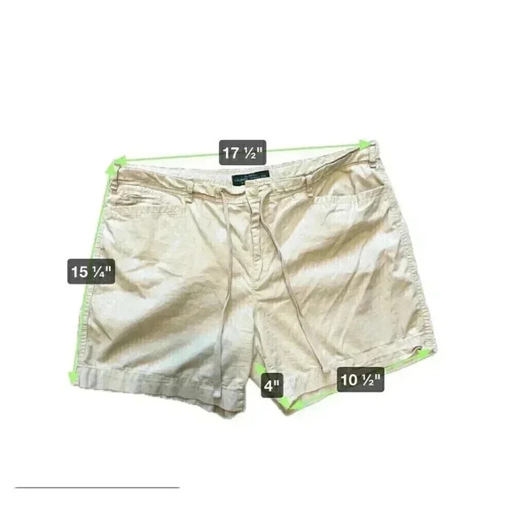 Lauren Jeans Co Ralph Lauren LRL Women’s Khaki Shorts Size 14 Petite Drawstring - Picture 6 of 6